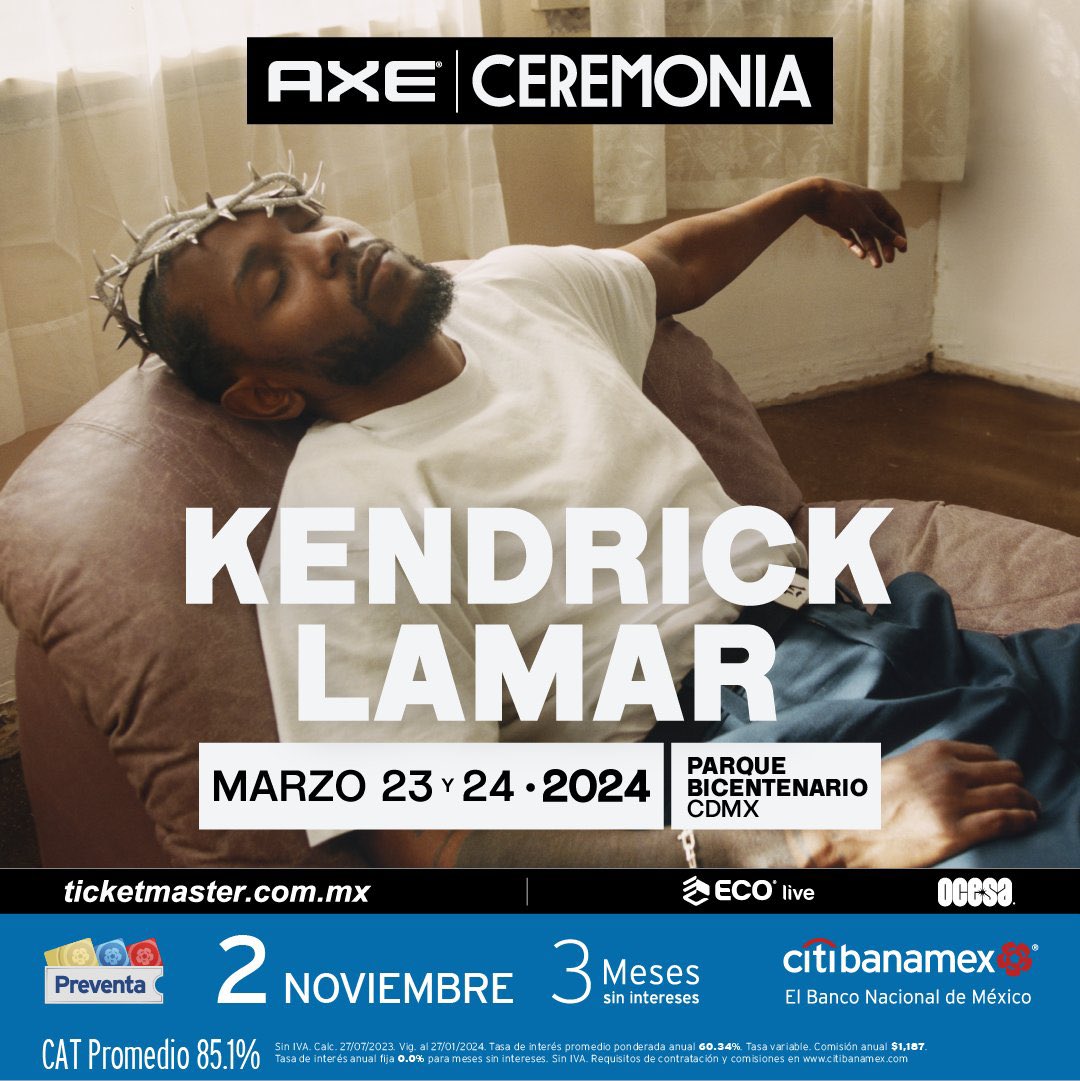 ticketelhamster's tweet photo. Primer confirmado del @axeceremonia 2024: KENDRICK LAMAR! 🙌🏼🙌🏼🙌🏼

#kendricklamar #axeceremonia #ticketelhamster #viral #trending https://t.co/aDQy6HHbqv