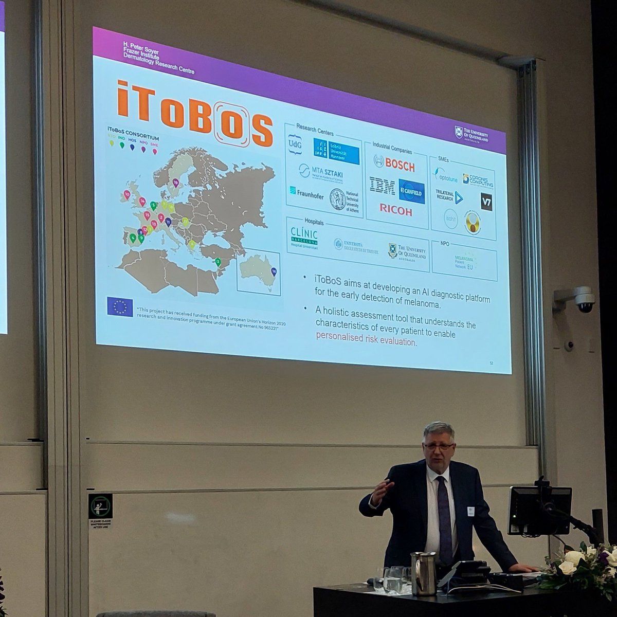 The University of Queensland’s Dermatology Research Centre hosted the 2023 Alan Cooper Epiderm Lecture with a presentation by iToBoS collaborator Professor Peter Soyer. 
#ArtificialInteligence #melanoma #h2020
More details at itobos.eu/index.php/even…