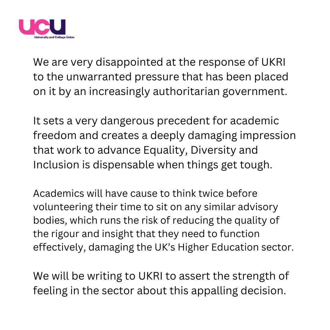 Incredibly disappointing from @UKRI_News. Our response: