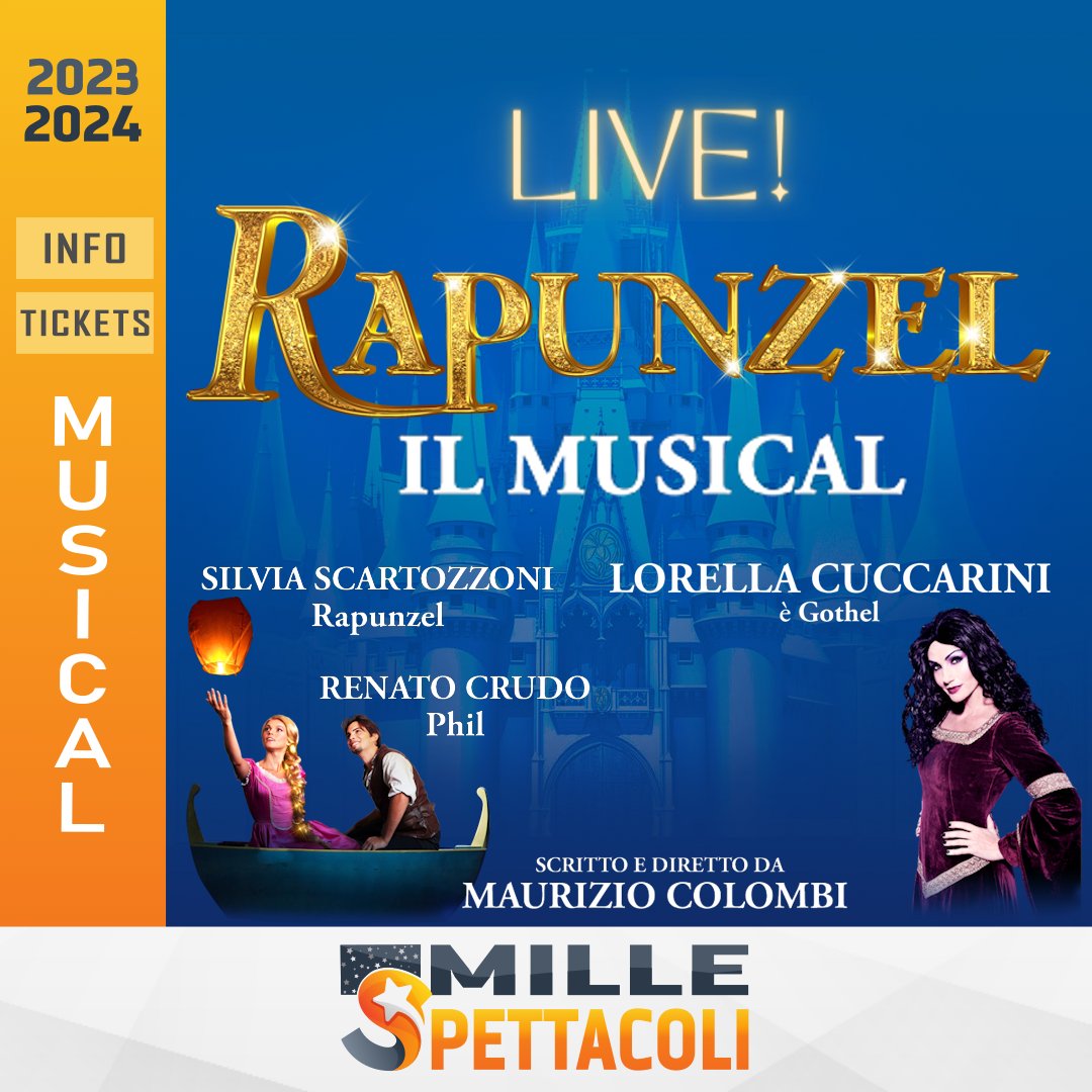 millespettacoli's tweet photo. 🎭 Rapunzel Il Musical è Tornato! 🌟

Dopo otto anni, continua a incantare generazioni. Non è solo un musical, è un'esperienza unica.

🔗 Scopri date e biglietti su https://t.co/wLGzKgv9YV 🎫

#RapunzelIlMusical #TeatroItalia #MilleSpettacoli
#musical #teatro #lorellaCuccarini https://t.co/p0lKL38slZ