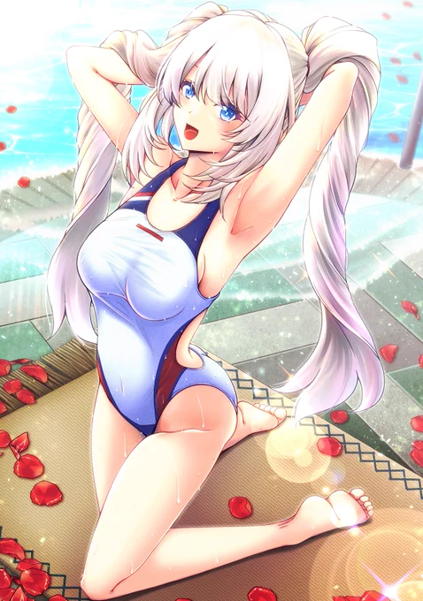 #競泳水着の日 二次創作でも結構依頼してるのだ最近はうちの子依頼ばかりだけど 