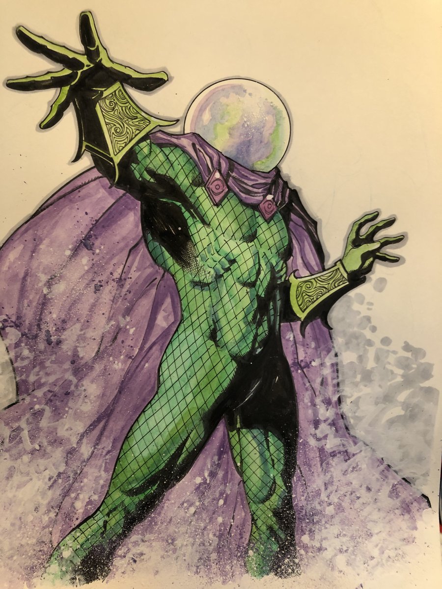 #Mysterio commission.  Just in time for halloween.  #watercolor #pentelbrushpen #marvelcomics