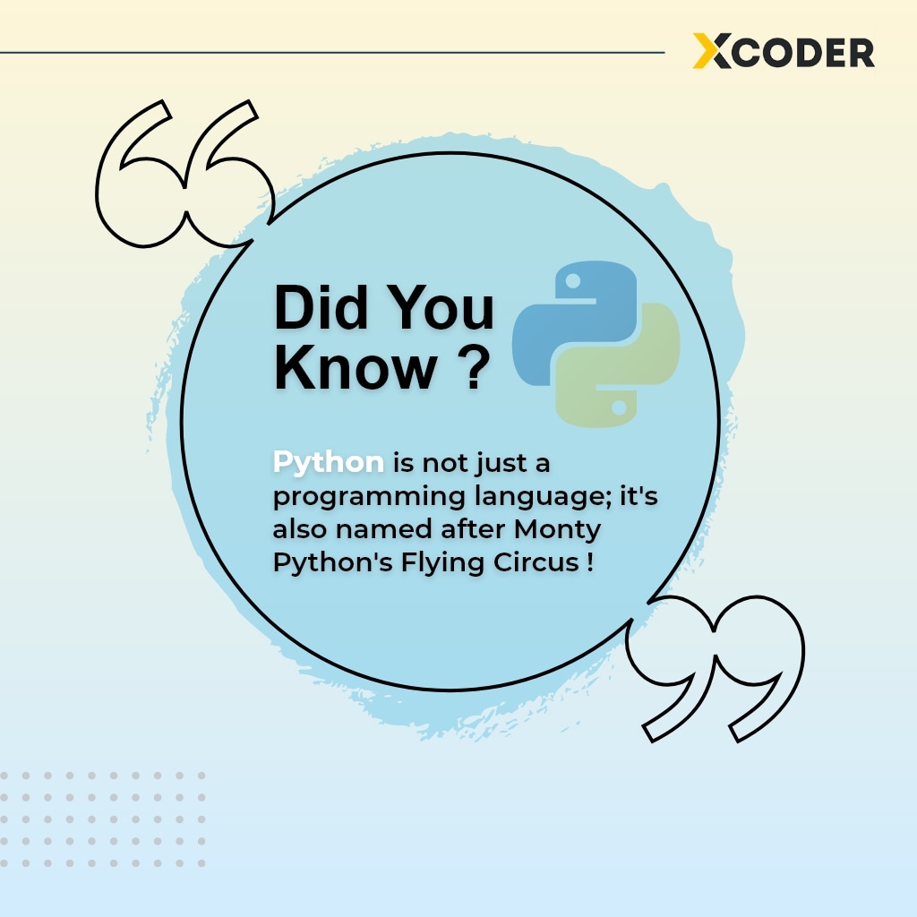Xcoder_agency's tweet image. This fusion of tech and humor is a perfect example of the creativity in the coding world! Share this fascinating tech trivia with your friends and let's celebrate the Python language's unique history.
#Xcoder #Python #MontyPython #ProgrammingLanguage #TechTrivia #CodingHistory