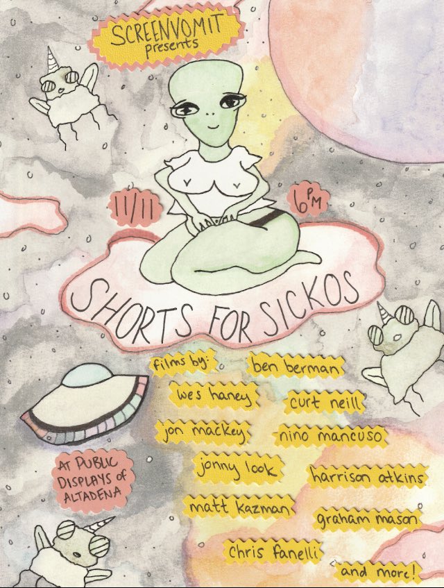 this show is a real who’s who of IYKYK! next week Saturday (11/11) in LA - come see a gorgeous block of short films specifically made for people who are Not Right mentally, curated &amp; hosted by the #1 sicko (me)!!! Tix in bio!!!