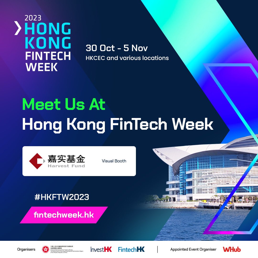 MetaLabHK's tweet photo. "How can Fintech solutions be integrated into the real economy? Discover the answer with Harvest Fund Management at this year's #HongKongFinTechWeek2023 conference💡." https://t.co/GKAp3DQaRc