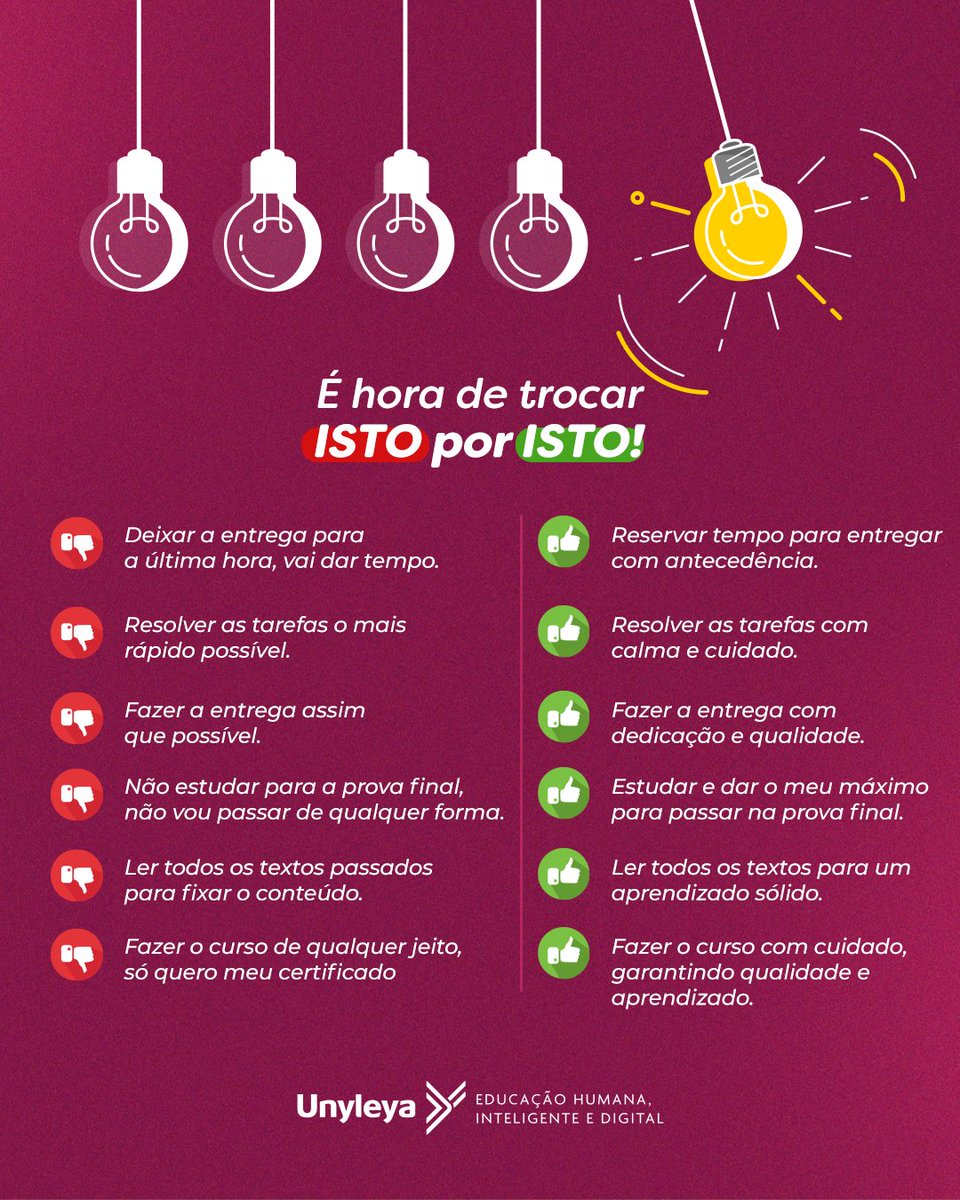 Unyleya's tweet image. Vamos focar em #atitudes positivas e deixar o negativismo de lado? Lembre-se, sua mente é a chave para o #sucesso. Esta é uma #mudança que pode transformar sua vida. Vamos lá? 💪🌟 

#Unyleya #Educação #EADdeQualidade #EducaçãoADistância #MudançaDeVida #VemPraUnyleya