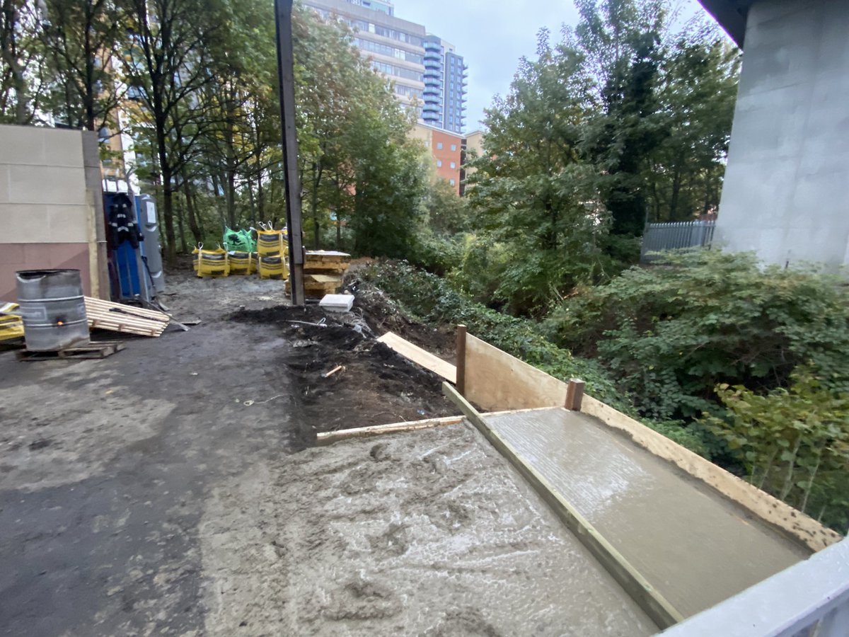 Just 100 metres from centre of Ilford, today we found Thames Building Supplies (seemingly without permission) in the middle of bulldozing one of the nicest riverside woodlands on lower Roding &amp; haphazardly pouring concrete onto the edges of the Aldersbrook. Before &amp; after photos