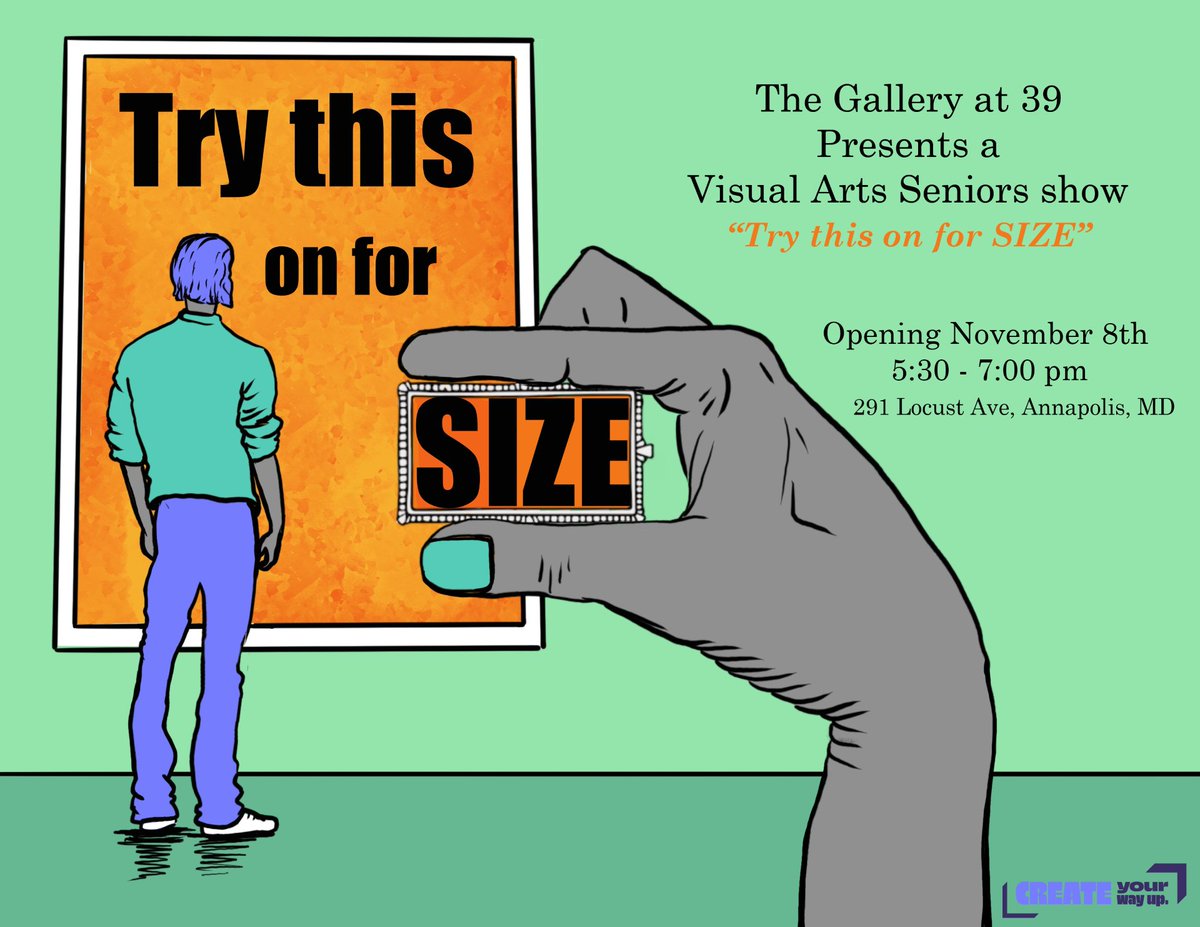 Apex Arts is announcing the opening of a new exhibit at The Gallery @ 39, the recently renovated art gallery at Studio 39. The show’s theme is “Try This On For SIZE”, and features the artistic work of Seniors who created two united by theme, but contrasted by size art pieces.
