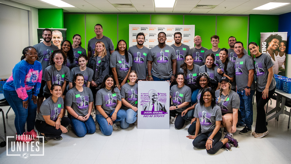 MiamiDolphins's tweet photo. Yesterday, staff and members of the community participated in our #FootballUnites Jason Jenkins Day of Service.

We are proud to carry on his legacy of uniting and serving the South Florida Community. https://t.co/cv0jDbgaes