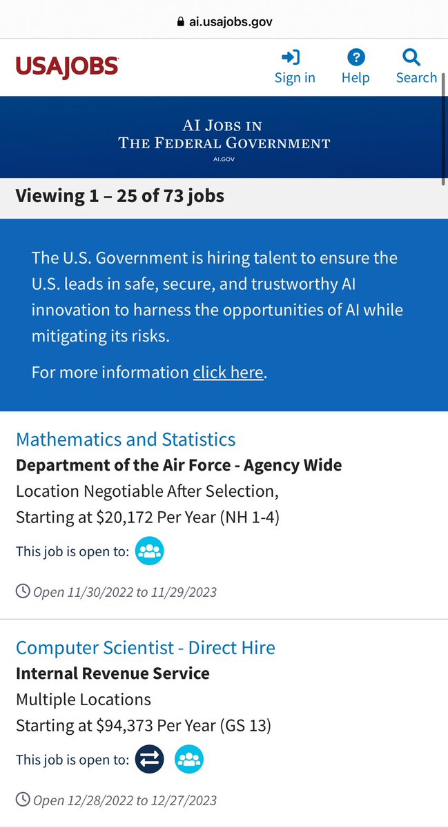 The <a href="/USGSA/">GSA</a> reopened the 2024 <a href="/PIFgov/">Presidential Innovation Fellows (PIF)</a> cohort in response to <a href="/POTUS/">President Donald J. Trump</a>’ new AI Executive Order. Apply by 11/17: 
presidentialinnovationfellows.gov/apply/ many US agencies are actively hiring for AI roles: ai.usajobs.gov/Search/Results… including <a href="/USDS/">U.S. Digital Service</a> &amp; <a href="/uscensusbureau/">U.S. Census Bureau</a>: ai.gov/apply/