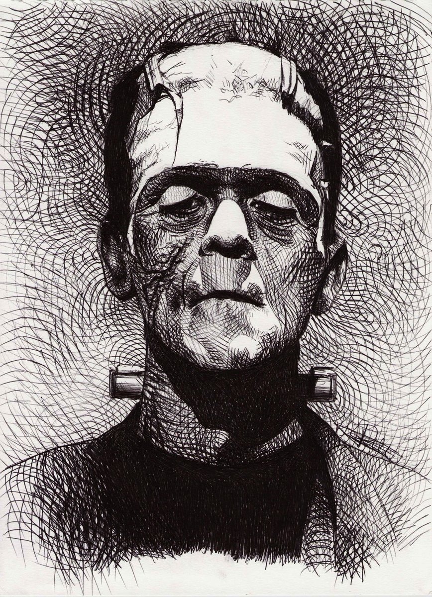 🎃🎃🎃HAPPY HALLOWEEN!! 🎃🎃🎃#Frankenstein #TheBrideOfFrankenstein #drawing #art #oldies