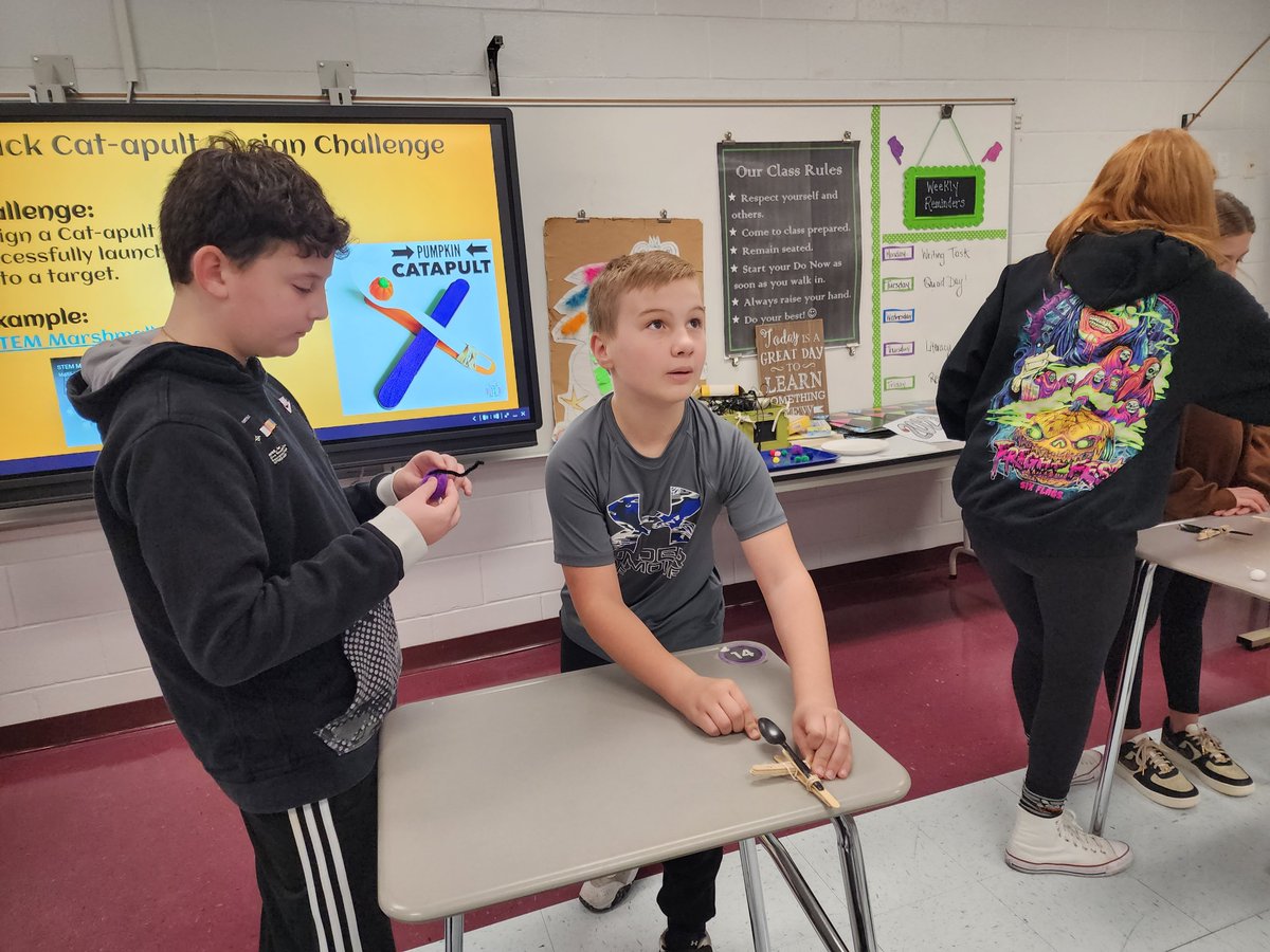 Students on Team 6F participate in a STEM project and create "cat-apults" for Halloween! <a href="/MTPSNJ/">Marlboro Twp Schools</a>