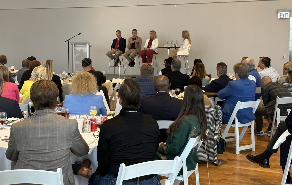 JAXChamber's tweet photo. .@JTAFLA Chief of Govt. Affairs and Economic Development Jessica Shepler leads a conversation on Charlotte’s legislative priorities and infrastructure projects with Joe Bost of @clt_alliance; Jason Lawrence of @CATSRideTransit and Michele Nance of @WeAreCentralina #JAXinCLT https://t.co/FQsMyTfckv