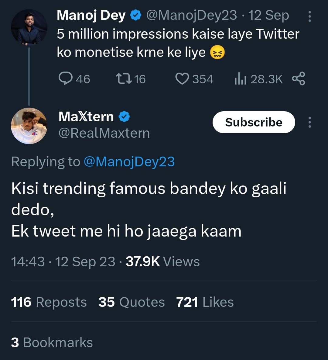 TimesYugCinema's tweet photo. Insta success ke liye, #ChapriMaxtern ki ninja technique🤡
Aaj ke din ye Chapri itna successful ho gaya hai ki iske naam pe hashtag trend kar raha hai twitter pe. Par konsa wala - #MaxternKiMKB 😭😊🤣 https://t.co/gIkonqVEnU