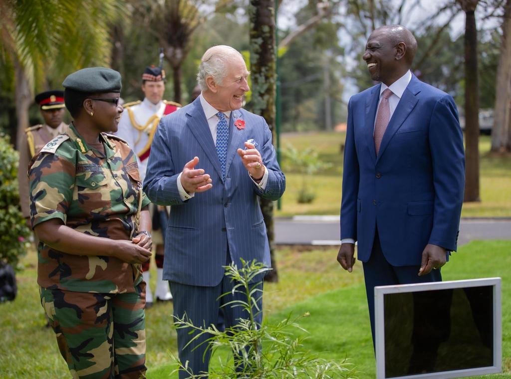 KeForestService's tweet photo. His Majesty King Charles III and Queen Camilla were today hosted by President William Ruto, for planting of ceremonial trees Afrocarpus gracilior at @StateHouseKenya, marking the start of their visit. #RoyalVisitKenya https://t.co/n87O6EBXVO