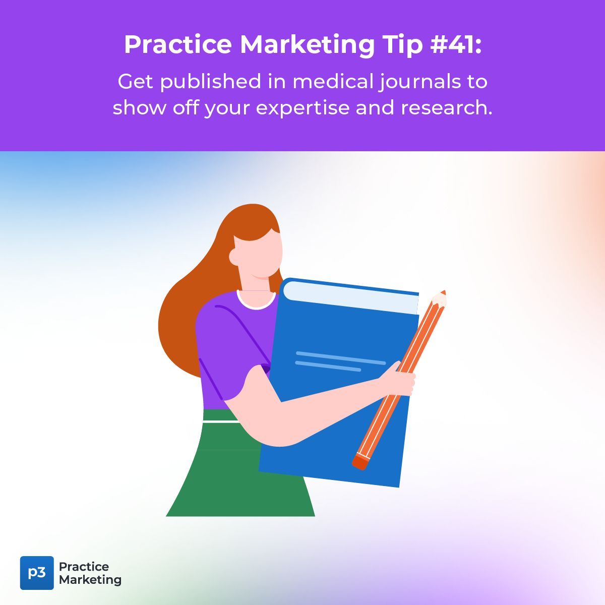 p3practicemktg's tweet photo. #MedicalPracticeMarketingTip No. 41: Get published in medical journals to show off your expertise. While your patients aren't likely to read medical journals, being able to show off that you are published tells potential patients that you are expert at what you do. https://t.co/OnNKP8zNHA