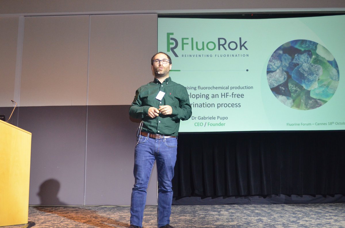Incredible interest at Fluorine Forum Cannes following our CEO, Gabriele Pupo’s presentation on how @Fluo_Rok is reinventing fluorochemical production with our HF-free fluorination process. Get in touch if you'd like to know more. 📨info@fluorok.com