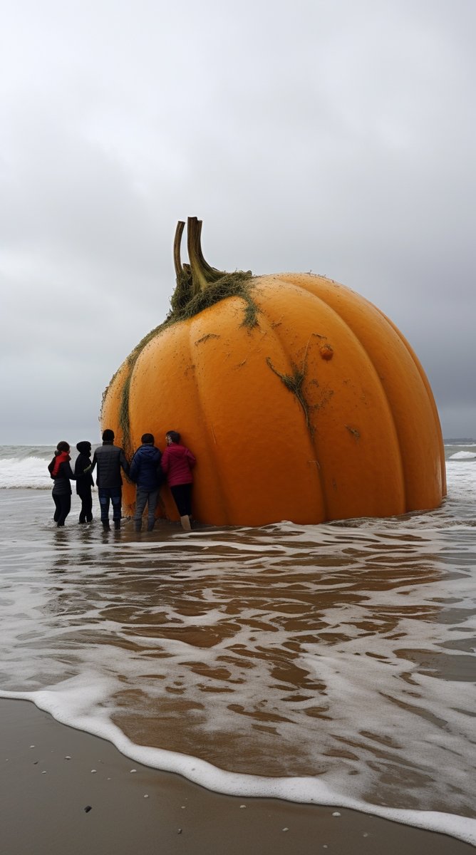 styvshade's tweet image. À l'occasion d'Halloween, une grande marée et une tempête ont provoqué l'échouage de citrouilles 🎃 sur notre littoral.  #happyhalloween #tempette #ciaran #labaule