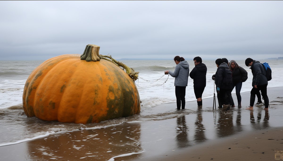 styvshade's tweet image. À l'occasion d'Halloween, une grande marée et une tempête ont provoqué l'échouage de citrouilles 🎃 sur notre littoral.  #happyhalloween #tempette #ciaran #labaule