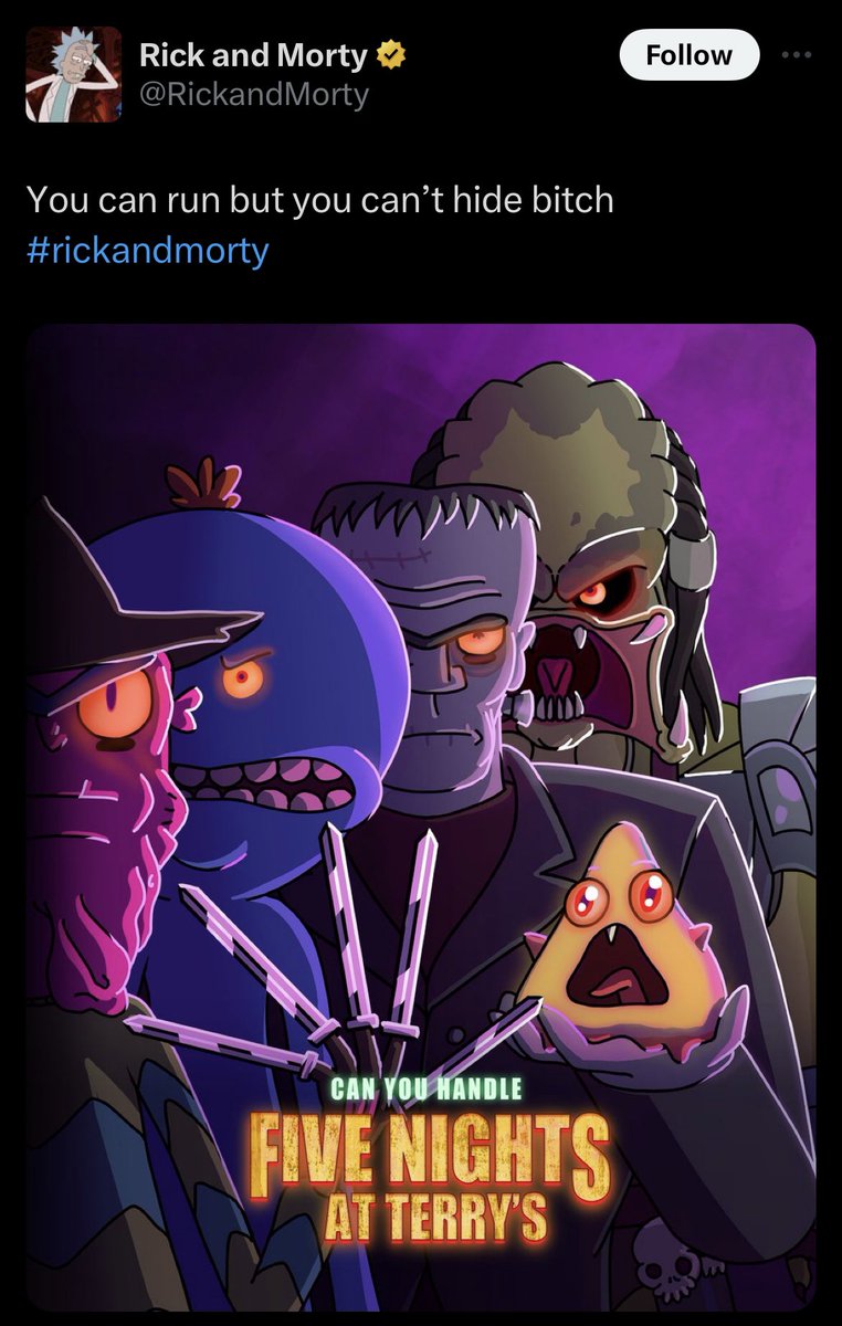 RoxieWolf18's tweet photo. Social media accounts posting silly takes on the FNaF Movie poster is my favorite thing. https://t.co/7tDAPMmzLo
