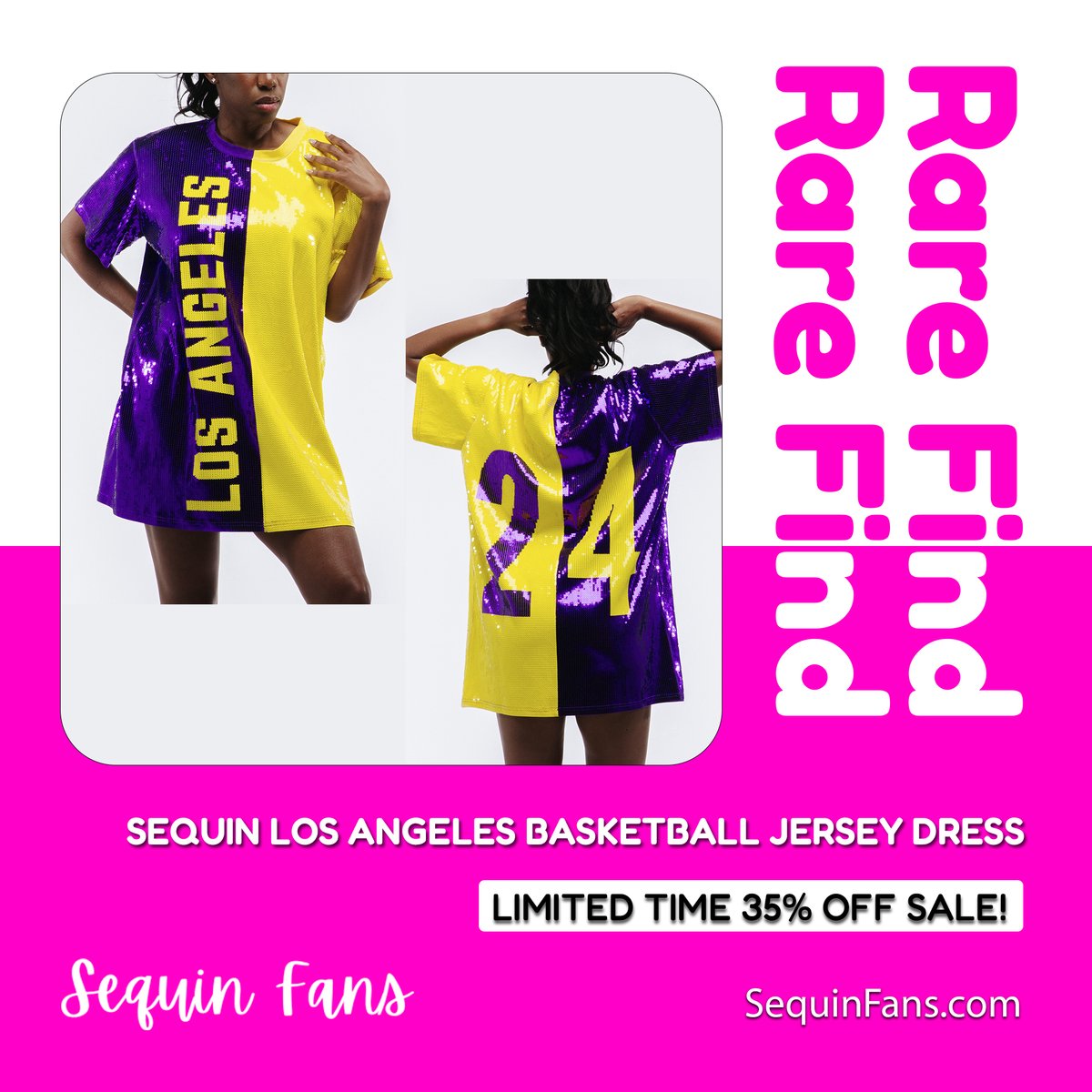 🌟 LA fans, where you at? Score big on style with our Sequin Los Angeles Basketball Jersey Dress. 🏀 Right now, get it at 35% off! Check to see this dazzling number up close! ✨

🔗 Click the link in our bio to shop now!
#SequinFans #LAStyle #BasketballFashion #LimitedTimeSale
