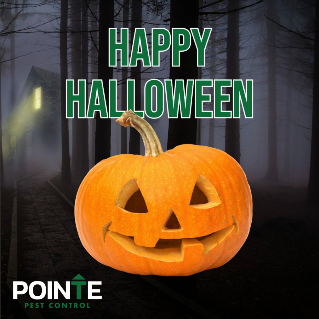 PointePest's tweet image. Happy Halloween from everyone at Pointe Pest Control! May your home be filled with treats and free of tricks... and pests! 🎃👻 

#HappyHalloween #PointePestControl #pestcontrol #halloween #PNW