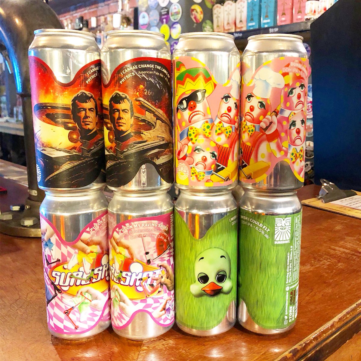NEW #Sureshot and Mr Blobby IS BACK (DDH #IPA w/ Simcoe Cryo & T90 blobs) 😋 PLUS we have a Star Trek inspired (#GlutenFree) APA, Raspberry, Pomegranate & Cherry #Sour 🍒 AND look at little Orville’s face 😊 (DDH IPA) 🍺 #CraftBeer #CrystalPalace #SE19 @ShopSE19