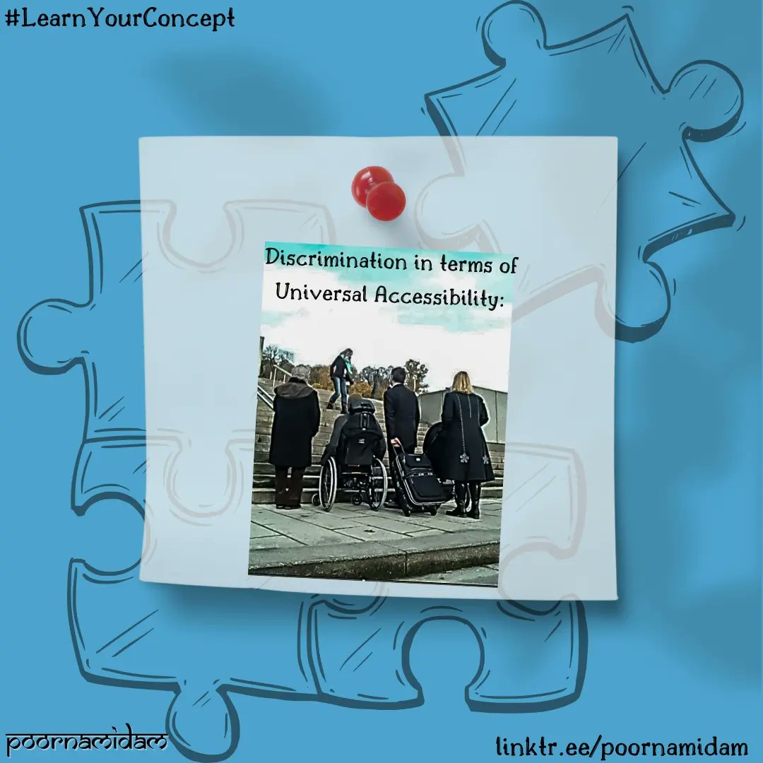 poornam_idam's tweet image. #LearnYourConcept series

&quot;Discrimination on the ground of disability&quot; unfairly excludes #PeopleWithDisabilities from their human rights in various life aspects such as politics, work, or culture. It encompasses all forms, even when reasonable accommodations are denied.🧵