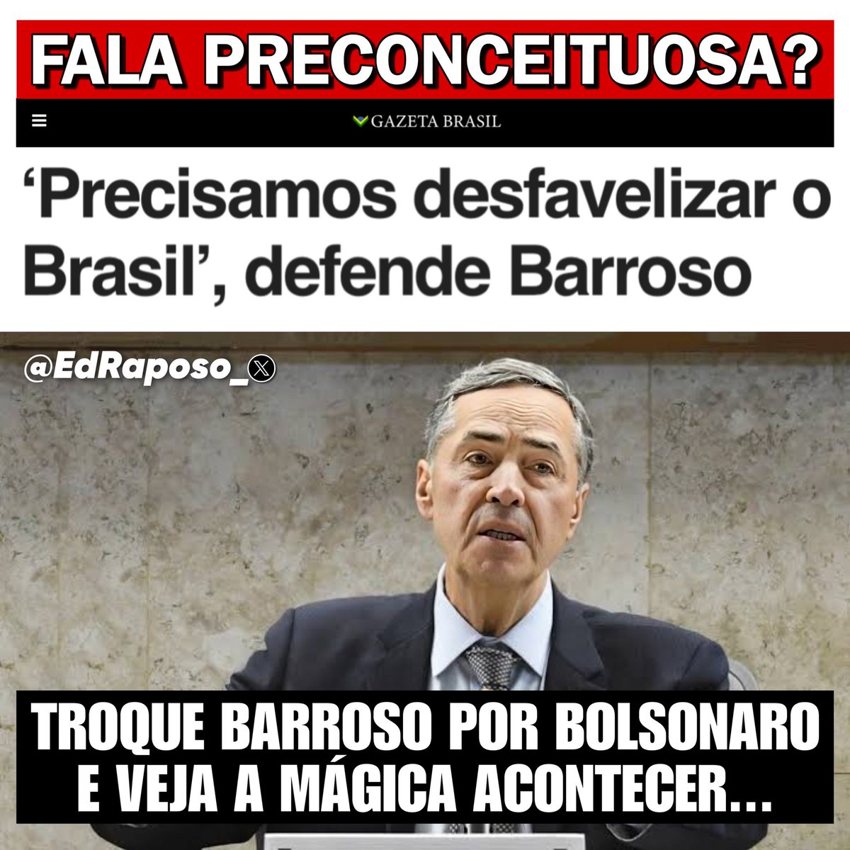 Imaginem, apenas imaginem, se essa frase tivesse saído da boca de Jair Bolsonaro.

Mandem para seus amigos esquerdistas que enaltecem a cultura da favela. Veremos o contorcionismo.
