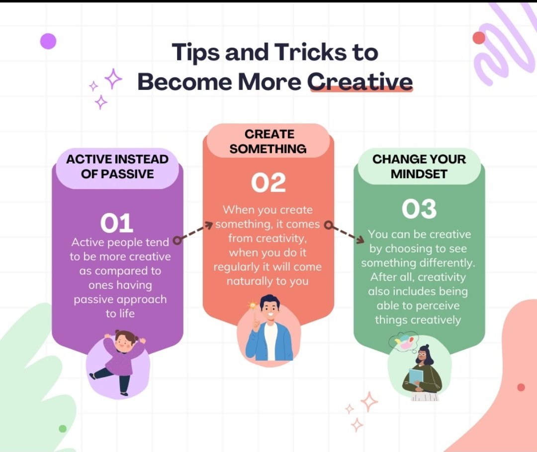 Jatin_9675's tweet image. &quot;Unlock your inner creativity with these 5 tips! 🎨 Embrace diversity, daydream, explore, collaborate, and break the routine. Let your imagination soar! ✨ #CreativityHacks #Innovations
 #CreativityBoost#CreativeTips #UnlockYourImagination#CreativeMinds #ArtisticInspiration