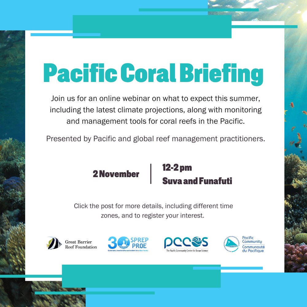 📢Pacific Island Reef Managers📢
@GBRFoundation is organizing this upcoming webinar to review available climate projections and monitoring and management options for reefs under thermal stress and hear advice from reef managers in the Americas.
REGISTER: bit.ly/3tVBB6n