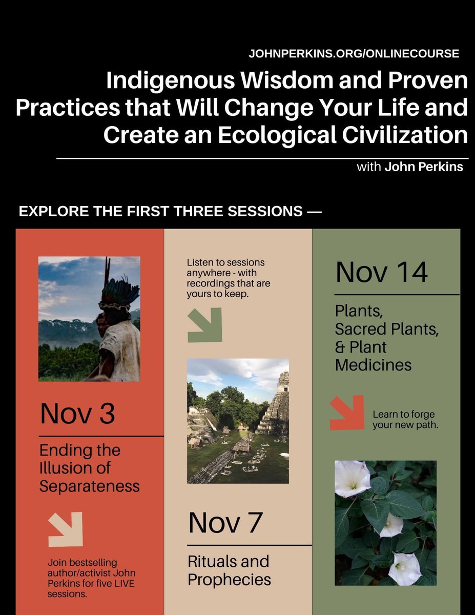 So much to dive into this month! I’m back home and ready for November’s live webinar series on Indigenous wisdom — a critical path forward when the #StatusQuo is still failing us. Lean more at johnperkins.org/onlinecourse