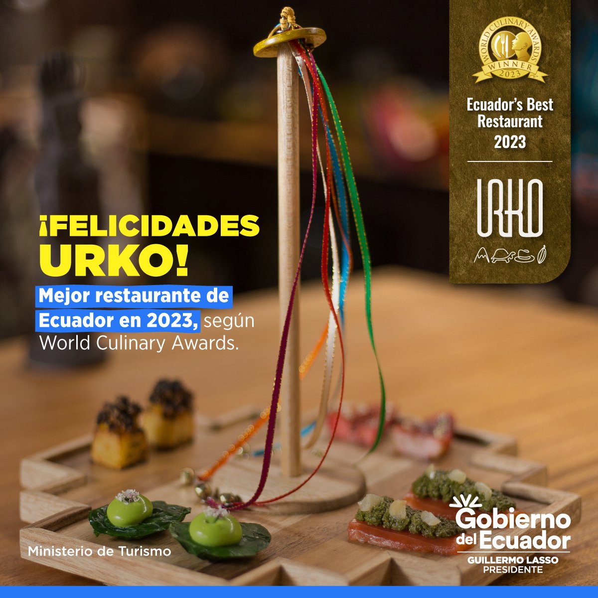 Ministerio de Turismo Ecuador 🇪🇨 (@turismoec) on Twitter photo ¡Felicitamos a #UrkoRest y su gran equipo de trabajo! Galardonado como el Mejor Restaurante de Ecuador en 2023, según <a href="/WCulinaryAwards/">World Culinary Awards</a>. Nuestra gastronomía continúa destacando a nivel mundial y demostrando que el mejor sabor está en Ecuador. 🇪🇨
#NuestroTrabajoContinúa ¡Felicitamos a #UrkoRest y su gran equipo de trabajo! Galardonado como el Mejor Restaurante de Ecuador en 2023, según <a href="/WCulinaryAwards/">World Culinary Awards</a>. Nuestra gastronomía continúa destacando a nivel mundial y demostrando que el mejor sabor está en Ecuador. 🇪🇨
#NuestroTrabajoContinúa