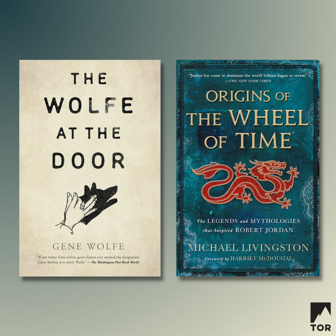 torbooks's tweet photo. The Very Happiest of #BookBirthdays to #TheWolfeattheDoor by Gene Wolfe and #OriginsofTheWheelofTime in paperback by @medievalguy! Check them out anywhere books are sold today ๐ https://t.co/zNi18TUmLN