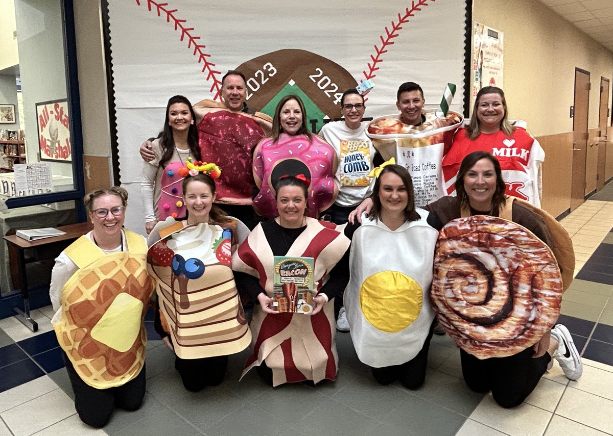 Everyone Loves #McClureMarshals! We're the grand-slam breakfast team from Everyone Loves Bacon celebrating Halloween Book Character dress-up day. 🎃♥️🥓#WeAreMcKinney