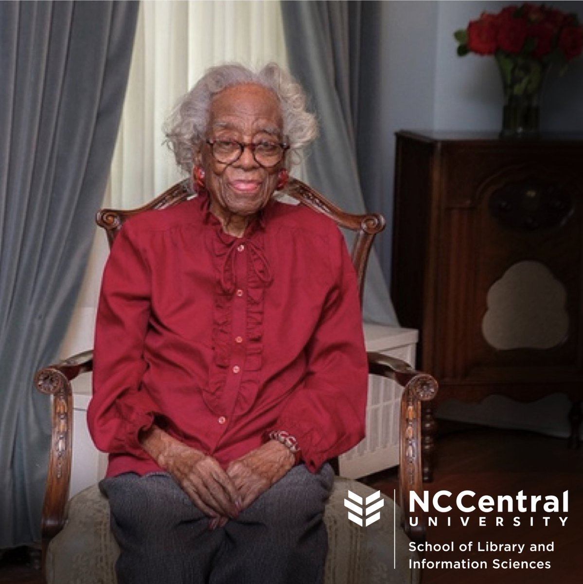 NCCUSLIS's tweet photo. As we celebrate homecoming, SLIS spotlights alumna Maggie Poole Bryant, who has the distinction of being NCCU’s oldest living alumna at 108 years old. Mrs. Bryant earned a Library Science degree in 1943, after an initial degree in history (‘38) and before earning a masters (‘57). https://t.co/41AOHH9ykb