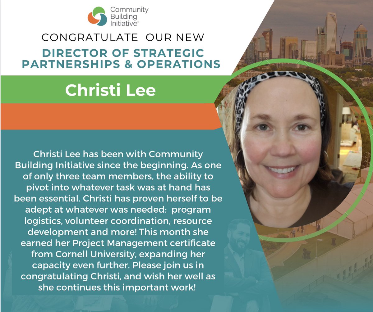 Please join us in congratulating Christi!  
#CBICharlotte #CBI25 #CommunityBuildingIsAVerb