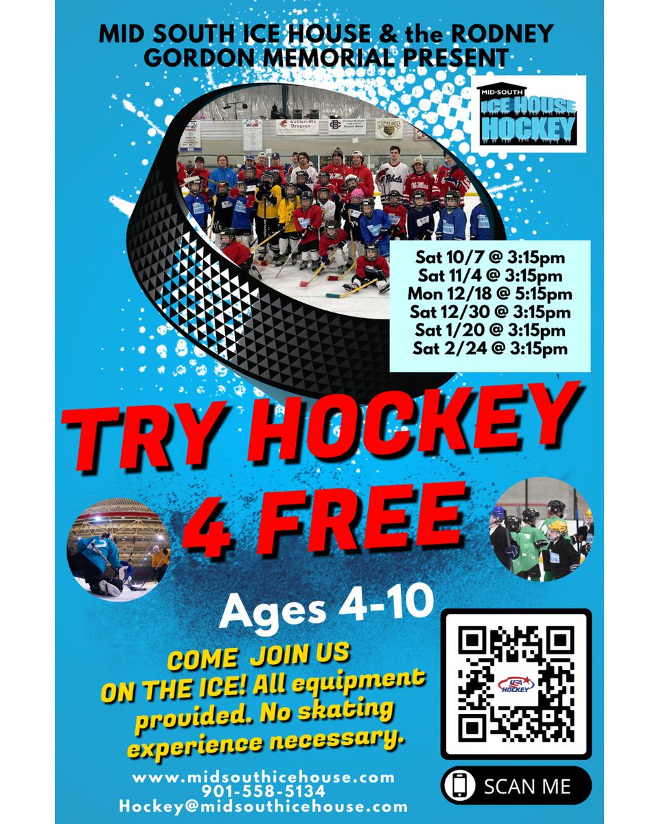 MidSouthIce's tweet photo. Our next Try Hockey 4 Free session is this Saturday! Register now! 🏒

#MidSouthIce #IceSkate901 #IceSkating #Hockey https://t.co/IMkHF7Drl7