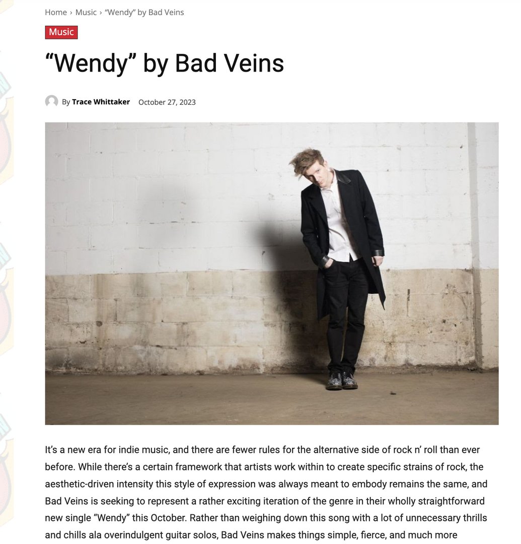 Thanks to Pop Icon for featuring my new single, "Wendy!"

Read here: bit.ly/3tZLeRK