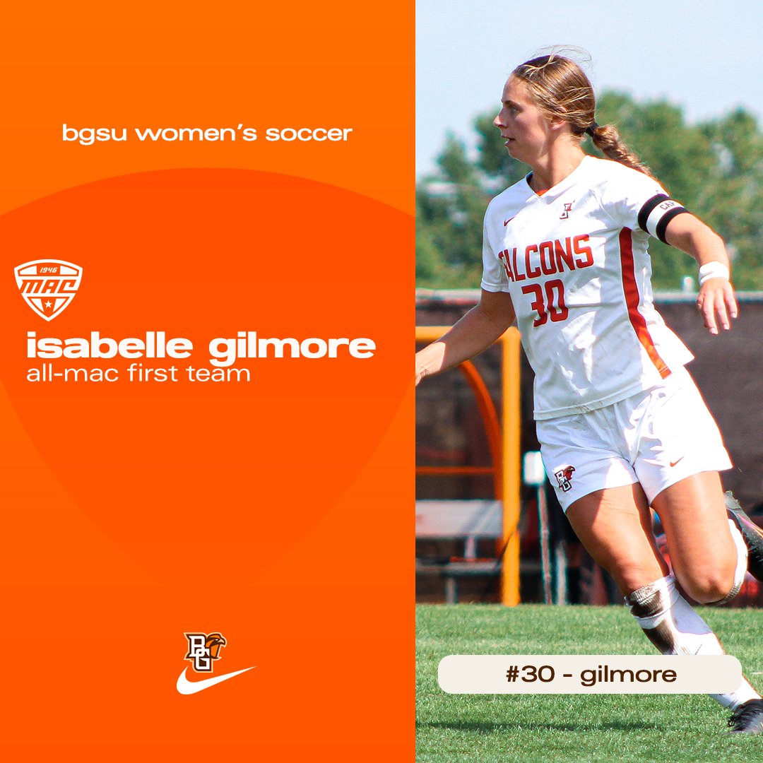 The Falcons have a pair of All-MAC First-Team selections. Congrats to ISABELLE GILMORE on being named to the all-conference first team!

#AyZiggy | 🟠⚽️🟤