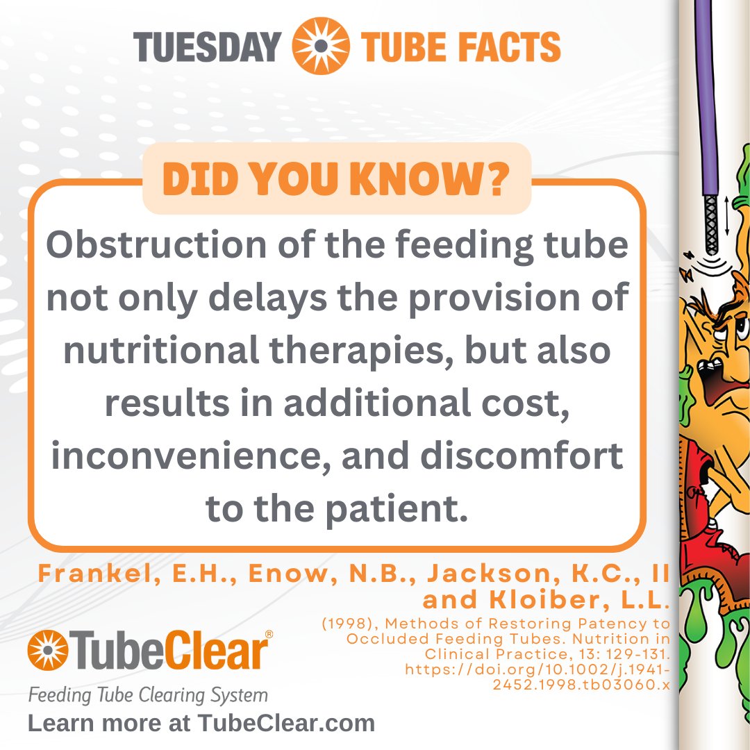 Did you know? 

Sign up for our Tuesday Tube Facts: bit.ly/3sRt5ow

@actuatedmedical
#TubeClear #EnteralNutrition #FeedingTube #MedTech #Innovation