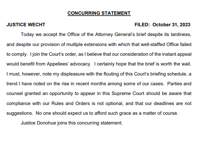 .<a href="/SupremeCtofPA/">SupremeCtofPA</a>'s Justice Wecht has some strong words for those who don't file their briefs on time: