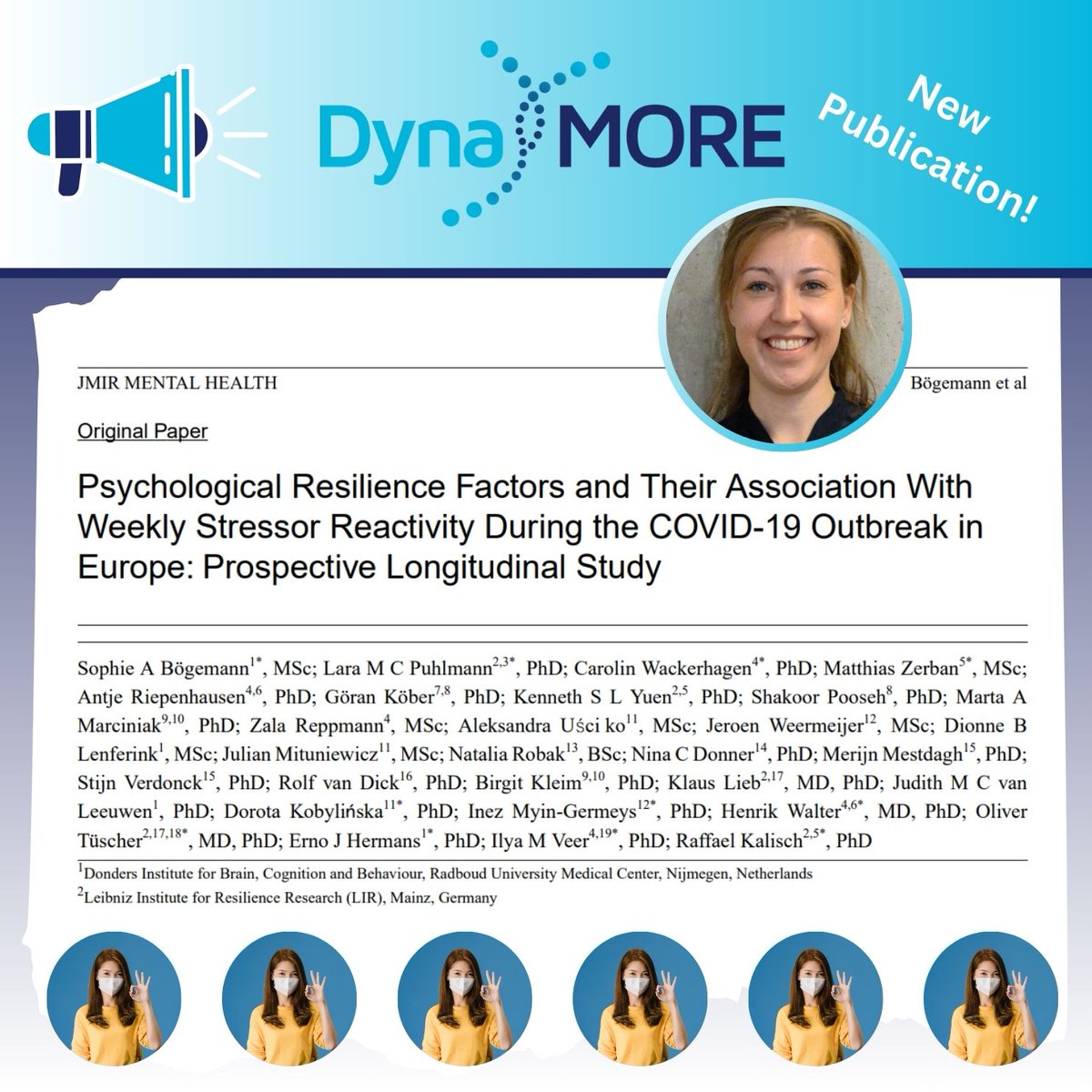 DynaMORE (@dynamore_h2020) on Twitter photo 📢Publication Alert: Lots of work went into this new #DynaMORE article by <a href="/SophieBogemann/">Sophie Bögemann</a> et al. The study confirms the importance of #PositiveAppraisal & identifies more psychological #resilience factors (RFs) that predict #StressResilience💪. #Covid_19
mental.jmir.org/2023/1/e46518 📢Publication Alert: Lots of work went into this new #DynaMORE article by <a href="/SophieBogemann/">Sophie Bögemann</a> et al. The study confirms the importance of #PositiveAppraisal & identifies more psychological #resilience factors (RFs) that predict #StressResilience💪. #Covid_19
mental.jmir.org/2023/1/e46518