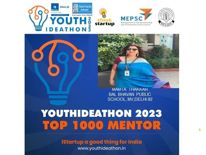 MamtaTh51262313's tweet photo. "Honored to be selected as one of the top 1000 mentors in the youth Ideathon competition! Let's make a difference together! 💡 #YouthIdeathon2023 #ThinkStartup #YI23IndiaTop1000 #YoungInnovator @ThinkStartup @BBPSMV @AIMtoInnovate @vividh87 @DrChetanSolanki @NITIAayog https://t.co/PHoFLkkzxC