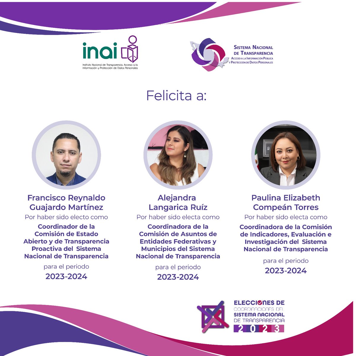 #MéxicoTransparente 
<a href="/FR_Guajardo/">Francisco Guajardo Martínez</a> coordinador de la Comisión de <a href="/sntgobabierto/">Comisión de Estado Abierto SNT</a>
<a href="/AleLangaricaR1/">Alejandra</a> coordinadora de la Comisión de <a href="/Comisiondeaefym/">Comisión AEFYM</a>
@PaulinaCompean1 coordinadora de la Comisión de <a href="/CIndicadores/">Comisión de Indicadores SNT</a>