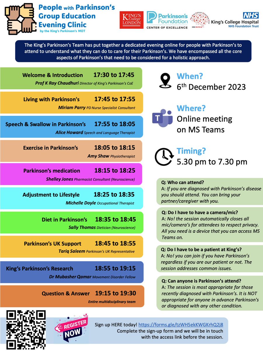 <a href="/KingsParkinsons/">King's Parkinson's</a> are hosting an educational group evening clinic for People with Parkinson's to learn about what you can do to manage your PD better anywhere you are. Please register today! 
forms.gle/tzWH5ekKWGKrhQ…