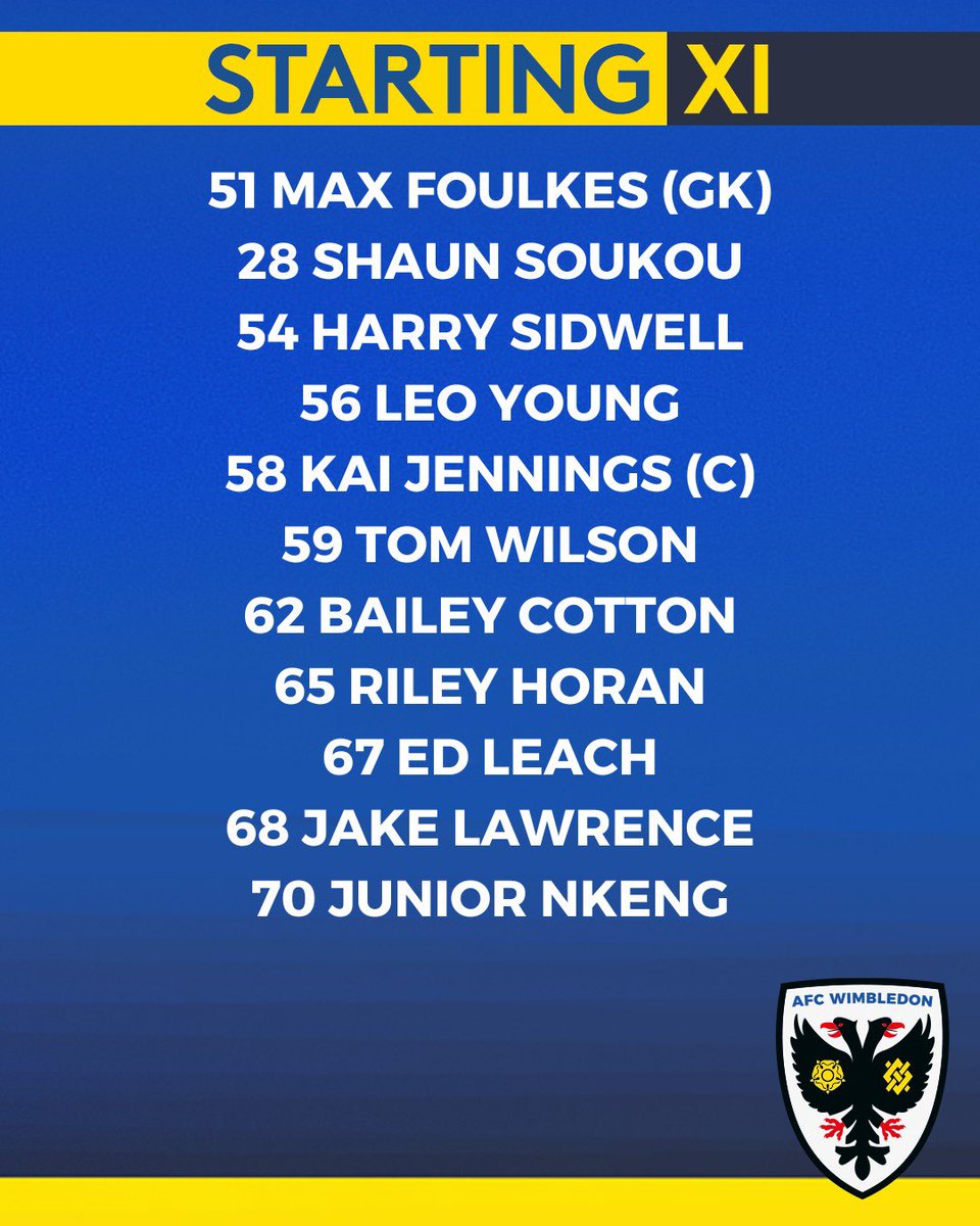 AFC Wimbledon (@afcwimbledon) on Twitter photo Hereโs how we line-up for tonightโs FA Youth Cup tie ๐๐
#AFCW | <a href="/AFCWAcademy/">AFC Wimbledon Academy</a> ๐ก๐ต Hereโs how we line-up for tonightโs FA Youth Cup tie ๐๐
#AFCW | <a href="/AFCWAcademy/">AFC Wimbledon Academy</a> ๐ก๐ต