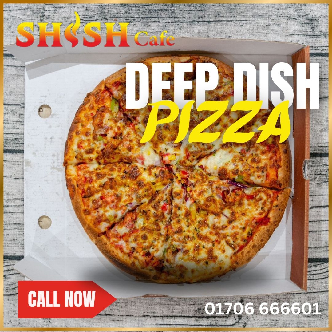 🍕 Dive into deliciousness at Shish Cafe! Our deep dish pizza is a slice of perfection. Come hungry, leave happy😋

#ShishCafeEats #DeepDishDelight #rochdale #manchester #oldham #bury #bolton #heywood #stockport #northwest #greatermanchester #middleton #salford #chadderton
