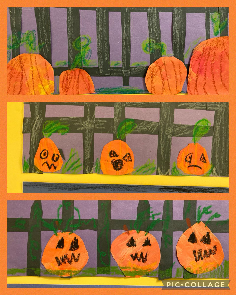 Our beautiful pumpkin patch! Because of the painted paper, everyone’s pumpkins look a little different.