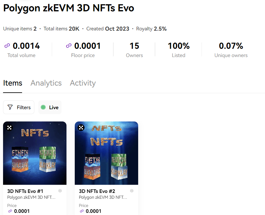 GramangzN's tweet photo. Collections: Polygon zkEVM 3D NFTs Evo
NFT Blockchain: Polygon zkEVM
https://t.co/5JlRMn1DVb

#NFTs #NFTsForSale #NFTshills #NFTMarketplace #NFTCollection #NFTartwork #AIart #NFTCollectors #NFTCommunity #PolygonzkEVM  #Okx #matic #ethereumcollection https://t.co/arfnQ9Asfy